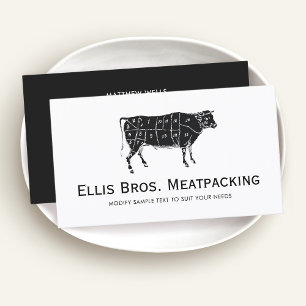 Cut Angus Beef Cow Diagram Business Card