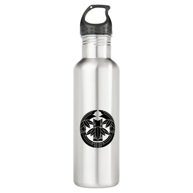 Cut bamboo in embracing bamboo leaves 710 ml water bottle (Front)
