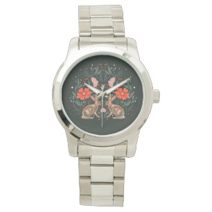 Cut bunny and flowers illustration watch