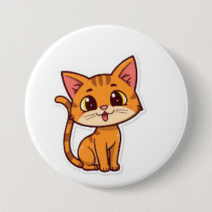 cut cat 7.5 cm round badge