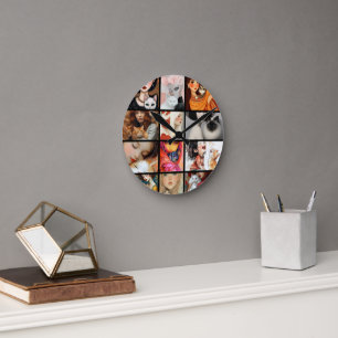  Cut cat lover Photo personialize  Round Clock