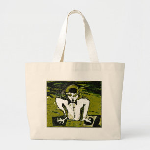 cut dj drawing graff large tote bag