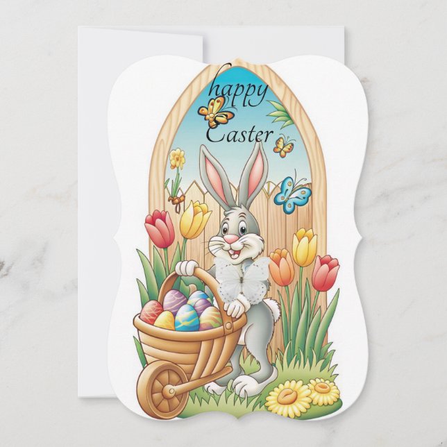  Cut Easter Bunny Greeting Cards  (Front)