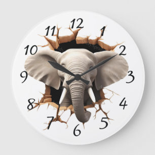 Cut Elephant background Large Clock