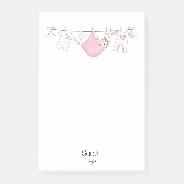 Cut Feminine Pink Clothesline illustration  Post-it Notes (Front)