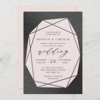 Cut Gemstone Blush Pink & Black Foil Wedding