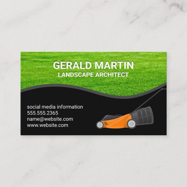 Cut Grass | Lawn Mower Business Card (Front)