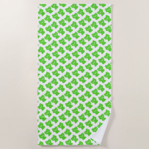 Cut Green And White Frogs Pattern Beach Towel