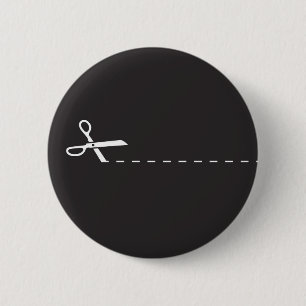 Cut Here 6 Cm Round Badge