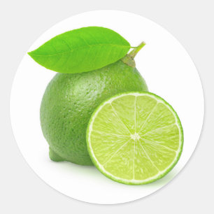 Cut lime classic round sticker