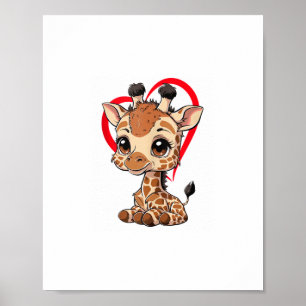 Cut Littele Giraffe Adult Kids Men Women Giraffe L Poster