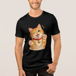 Cut Orange Cat Watercolon T-Shirt Tri-Blend Shirt