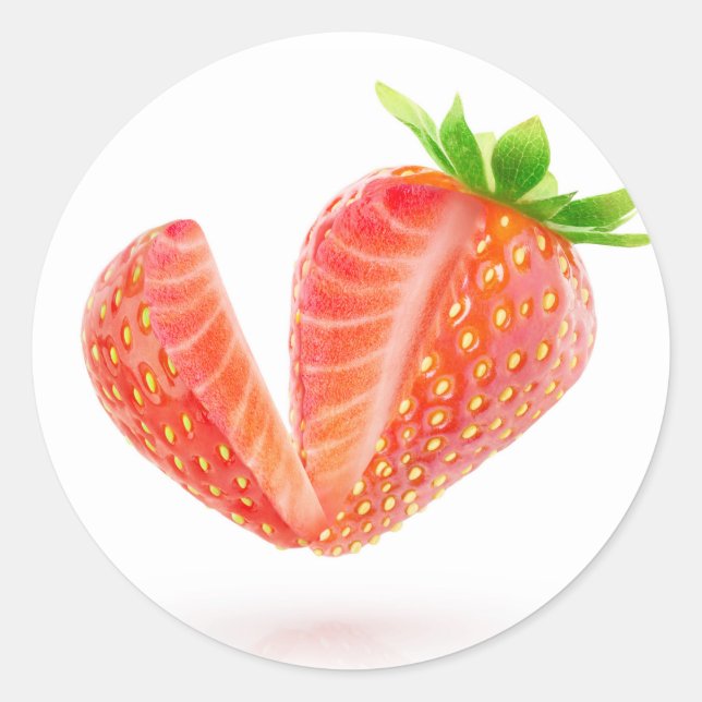 Cut out strawberry classic round sticker (Front)