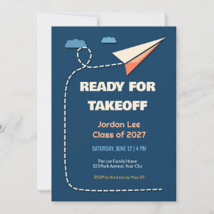 Cut Paper Aeroplane Graduation Invitation