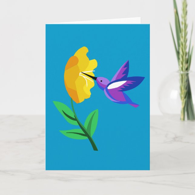 Cut Paper Hummingbird & Flower Card (Front)