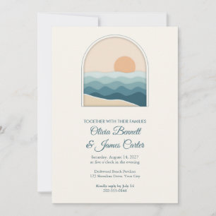 Cut Paper Ocean Sunset Beach Wedding Invitation