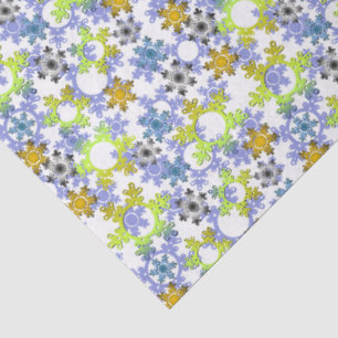Cut paper snowflakes multicolored on white