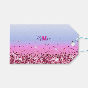 Cut pink Turquoise Purple glitter Faux Glitter Gift Tags