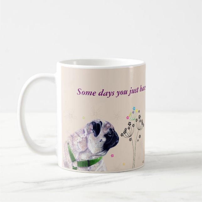 Cut Pug and Flowers Mug (Left)