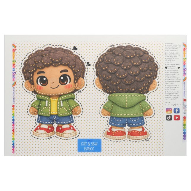 Cut & Sew plushie kids sewing for beginners Fabric (Fat Quarter)