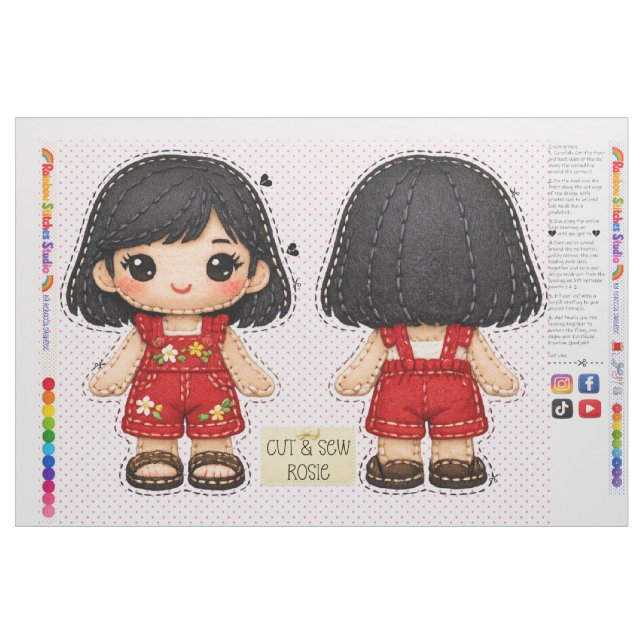 Cut & Sew plushie kids sewing for beginners Fabric (Fat Quarter)