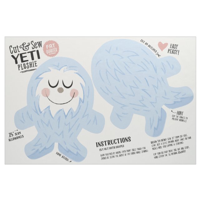 Cut & Sew Yeti Fabric - Fun DIY Plush (Fat Quarter)