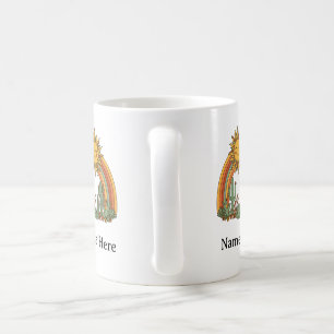 Cut sun rainbow cactus custom name coffe mug