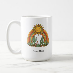 Cut sun rainbow cactus custom name coffe mug