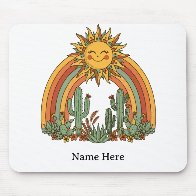Cut sun rainbow cactus custom name coffe mug mouse pad (Front)