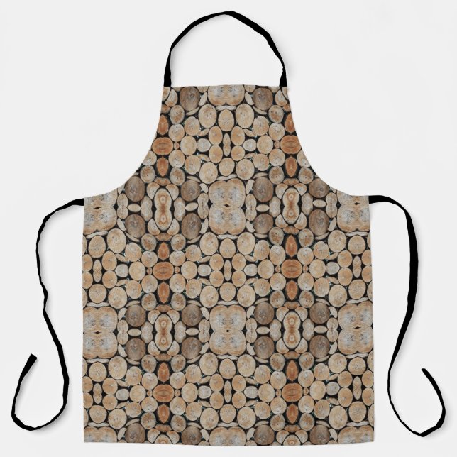 Cut Tree Branch Logs Stacked Pattern Photograph Apron (Front)