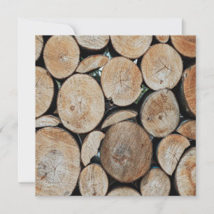 Cut Tree Branch Logs Stacked Pattern Photograph  Card