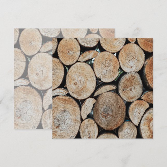Cut Tree Branch Logs Stacked Pattern Photograph  Card (Front/Back)