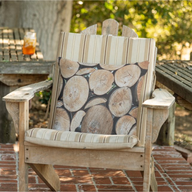 Cut Tree Branch Logs Stacked Pattern Photograph Cushion (Chair)