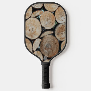 Cut Tree Branch Logs Stacked Pattern Photograph Pickleball Paddle