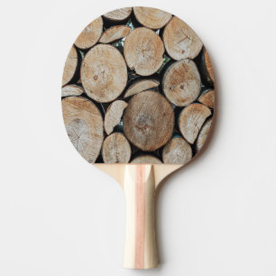 Cut Tree Branch Logs Stacked Pattern Photograph Ping Pong Paddle