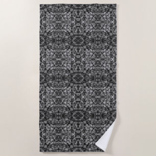 Cut Tree Logs Stacked Together Black & White Photo Beach Towel