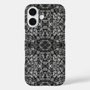 Cut Tree Logs Stacked Together Black & White Photo iPhone 16 Case