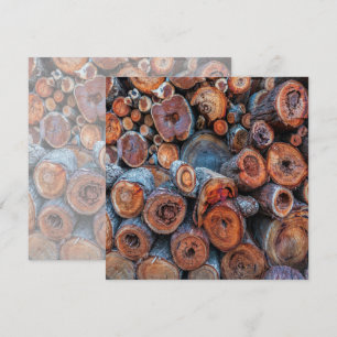 Cut Tree Logs Stacked Together Pattern Photograph Card