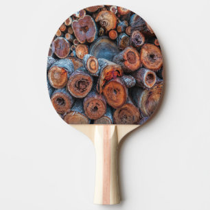 Cut Tree Logs Stacked Together Pattern Photograph Ping Pong Paddle