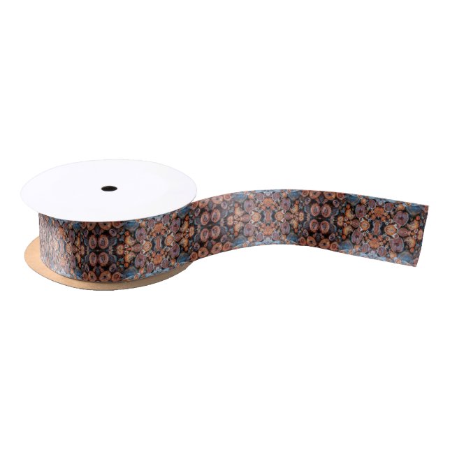 Cut Tree Logs Stacked Together Pattern Photograph Satin Ribbon (Spool)