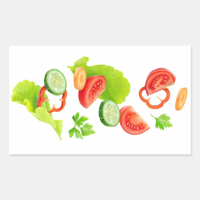 Cut vegetables rectangular sticker (Front)