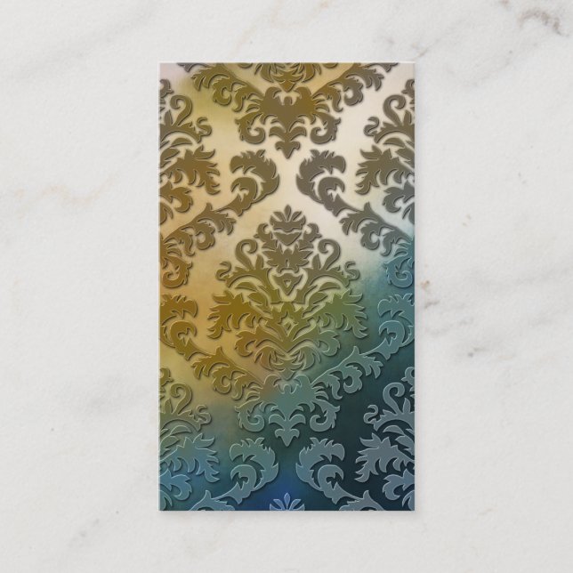 Cut Velvet, SATIN ABSTRACT in GOLD and BLUE Business Card (Front)