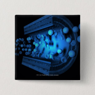 Cut view of blood cells in an artery 15 cm square badge
