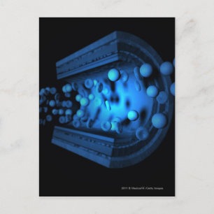 Cut view of blood cells in an artery postcard