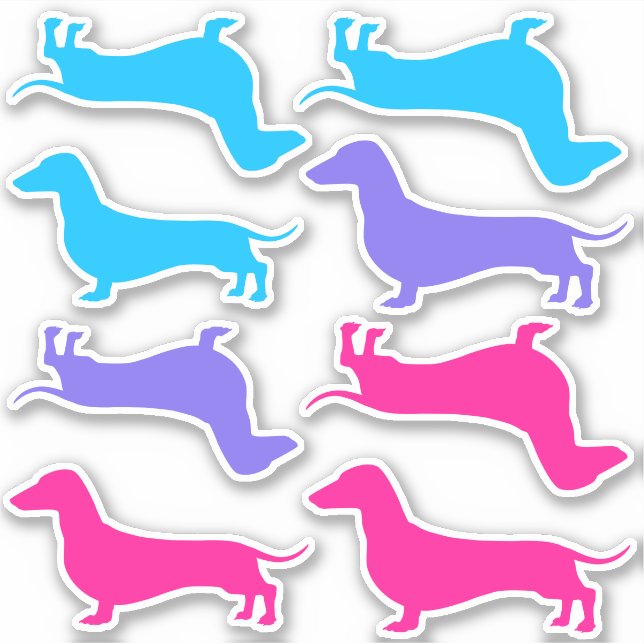 Cut Vinyl Stickers - Multi Colored Dachshunds (Front)