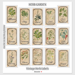 Cut Vinyl Stickers - Vintage Herb Labels