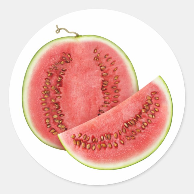Cut watermelon classic round sticker (Front)