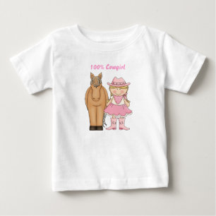 Cute 100% Cowgirl and Horse Baby T-Shirt