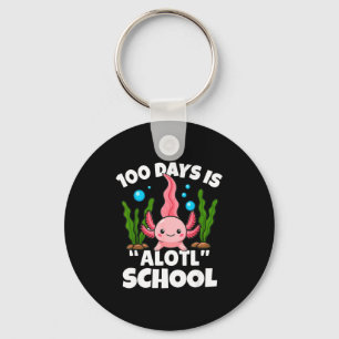 Cute 100 Days Of School Axolotl Alotl Pun Girls Bo Key Ring