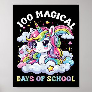 Cute 100 Days Of School Girls Unicorn 100th Day Sc Poster